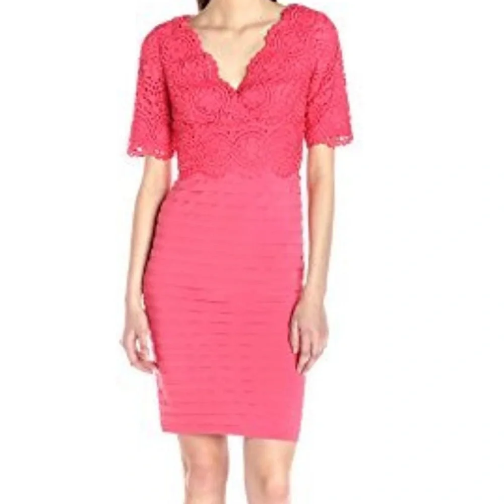 Adrianna Papell Red Lace Fit-and-Flare Dress
